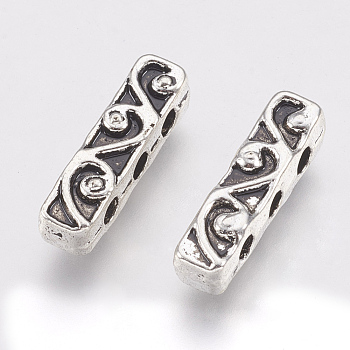 Tibetan Style Alloy Spacer Bars, Rectangle, Cadmium Free & Lead Free, Antique Silver, 18x5x5mm, Hole: 2mm, about 580pcs/1000g