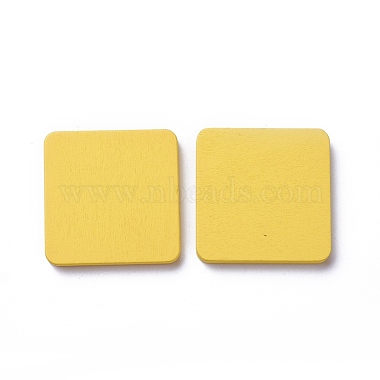 40mm Yellow Square Wood Cabochons