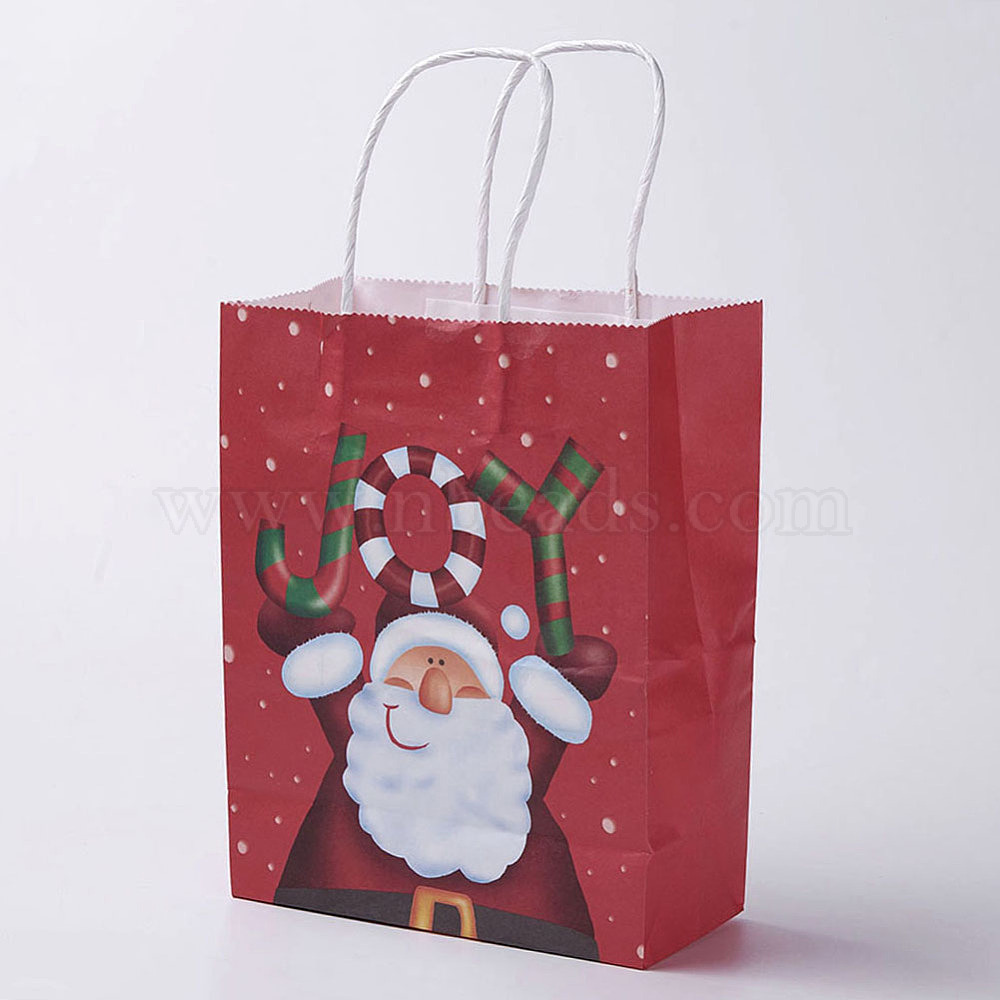 Download Kraft Paper Bags With Handles Gift Bags Shopping Bags For Christmas Party Bags Rectangle Colorful 27x21x10cm