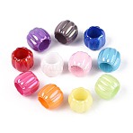 Pearlized UV Plating Opaque Acrylic European Beads, Large Hole Beads, Barrel, Mixed Color, 13x11mm, Hole: 7.8mm(SACR-T017-64M)