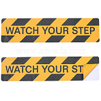 2Pcs PVC & PET & Aluminum Foil Self-Adhesive Stickers, with Word WATCH YOUR STEP, Goldenrod, 600x150x1mm(DIY-SP0006-33)
