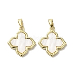 Brass Pave Shell Pendants, Geometric Charms, Real 18K Gold Plated, Flower, 20x18x2.5mm, Hole: 3x5mm(X-KK-I708-14H-G)