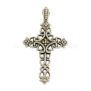 Tibetan Style Alloy Cross Gothic Pendants, Cadmium Free & Lead Free, Antique Silver, 38x21x4mm, Hole: 2.5x1.5mm(TIBEP-371-AS-LF)