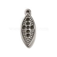 304 Stainless Steel Pendant Rhinestone Settings, Horse Eye, Stainless Steel Color, Fit for 2mm Rhinestone, 26x10.5x3mm, Hole: 1.6mm(STAS-I694-08P)