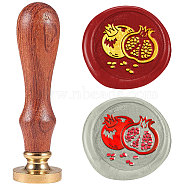 Wax Seal Stamp Set, Sealing Wax Stamp Solid Brass Head with Wood Handle, for Envelopes Invitations, Gift Card, Pomegranate, 83x22mm, Stamps: 25x14.5mm(AJEW-WH0208-1411)