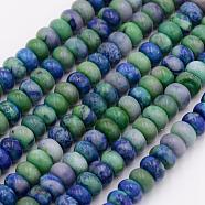 Natural Imperial Jasper Beads Strands, Dyed, Rondelle, Cyan, 6~6.5x4~4.5mm, Hole: 1mm, about 102pcs/strand, 15.7 inch(40cm)(G-F473-05B-6x4mm)