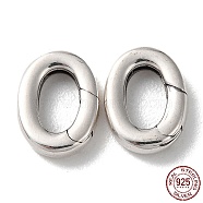 925 Thailand Sterling Silver Spring Gate Rings, Oval, Antique Silver, 10.5x7.5x2mm(STER-D003-41P)