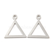 925 Sterling Silver Hollow Triangle Charms, Real Platinum Plated, 11x10x0.5mm, Hole: 1mm(STER-B005-37P)