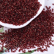 MIYUKI Delica Beads, Cylinder, Japanese Seed Beads, 11/0, (DB0603) Dyed Silver Lined Brick Red, 1.3x1.6mm, Hole: 0.8mm, about 10000pcs/bag, 50g/bag(SEED-X0054-DB0603)