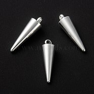 304 Stainless Steel Pendants, Spike/Cone, Silver, 18x5mm, Hole: 2mm(X-STAS-G214-47S-01)