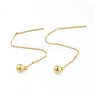 Brass Ball Tassel Dangle Stud Earrings, Ear Thread for Women, Cadmium Free & Lead Free, Real 18K Gold Plated, 80x1.5mm, Pin: 1mm(EJEW-B013-19)