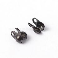 304 Stainless Steel Bead Tips, Calotte Ends, Clamshell Knot Cover, Electrophoresis Black, 4x2mm, Hole: 1.2mm(STAS-L182-10)