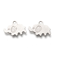 201 Stainless Steel Charms, Laser Cut, Elephant, Stainless Steel Color, 9x13x0.5mm, Hole: 1.4mm(STAS-B001-39P)