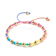 Synthetic Hematite Beaded Bracelet, Adjustable Braided Bracelet for Women, Colorful, Inner Diameter: 2-3/4 inch(7cm)(BJEW-JB07796)