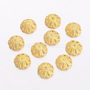 Brass Bead Caps, Plated With Gold, about 7mm in diameter, 2.5mm thick, hole: 1mm(X-EC131-G)