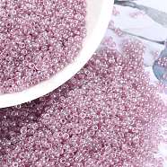 MIYUKI Round Rocailles Beads, Japanese Seed Beads, (RR3509) Transparent Light Rose Luster, 15/0, 1.5mm, Hole: 0.7mm, about 5555pcs/bottle, 10g/bottle(SEED-JP0010-RR3509)