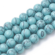 Synthetic Turquoise Beads Strands, Dyed, Round, Turquoise, 8mm, Hole: 1.5mm, about 50pcs/strand, 14.96 inch(G-S295-11A-8mm)