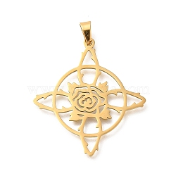 304 Stainless Steel Pendants, Laser Cut, Witch Knot Charm, Real 18K Gold Plated, 35x31.5x1mm, Hole: 6x3mm(STAS-S144-05G-A)