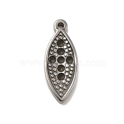 304 Stainless Steel Pendant Rhinestone Settings, Horse Eye, Stainless Steel Color, Fit for 2mm Rhinestone, 26x10.5x3mm, Hole: 1.6mm(STAS-I694-08P)