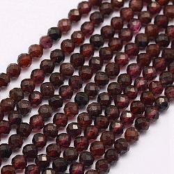 Natural Garnet Beads Strands, Faceted, Round, 2~2.5mm, Hole: 0.5mm, about 160~170pcs/strand, 15.5 inch(39.5cm)(G-F509-37-2mm)