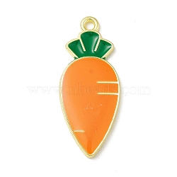 Rack Plating Alloy Enamel Pendants, Light Gold, Carrot Charms, Dark Orange, 29.5x16.5x2mm, Hole: 1.6mm(PALLOY-M199-24G)