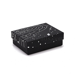 Cardboard Jewelry Boxes, with Black Sponge Mat, for Jewelry Gift Packaging, Rectangle with Galaxy Pattern, Black, 9.3x7.3x3.25cm(CON-D012-02D)