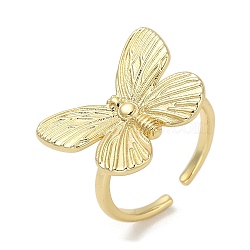 Butterfly Rack Plating Brass Cuff Finger Rings For Women, Cadmium Free & Lead Free, Long-Lasting Plated, Real 18K Gold Plated, Inner Diameter: adjustable (RJEW-C114-04G)