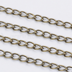 Iron Twisted Chains, Unwelded, Curb Chains, Unwelded, Antique Bronze, 5x3.5x0.8mm(X-CH-R001-AB)
