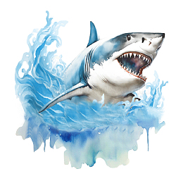 PVC Wall Stickers, Wall Decoration, Shark, 390x900mm, 2 sheets/set(DIY-WH0228-1066)