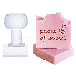 Clear Acrylic Soap Stamps, DIY Soap Molds Supplies, Peace of Mind, Word, 51x19x37mm, Pattern: 34x23mm(DIY-WH0446-009)