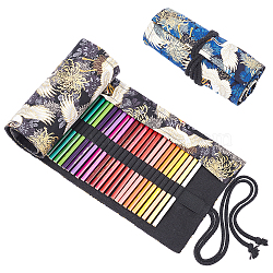 Colored Pencil Holder Case, 72 Slots Canvas Wrap Holder Roll Bag, Drawing Coloring Pencil Roll Organizer, for Artist, Crane Pattern, Mixed Color, 81x20.5x0.2cm, 1pc/color, 2 colors, 2pcs/set(AJEW-CA0001-04)