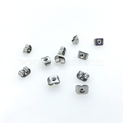 Earrings Findings Original Color Stainless Steel Ear Nuts, Earring Backs, 5x3.5x2mm, Hole: 0.8mm(X-STAS-E019-1A)