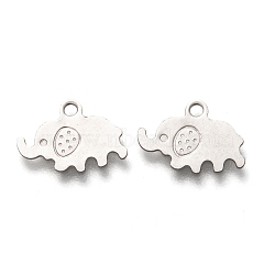 Non-Tarnish 201 Stainless Steel Charms, Laser Cut, Elephant, Stainless Steel Color, 9x13x0.5mm, Hole: 1.4mm(STAS-B001-39P)