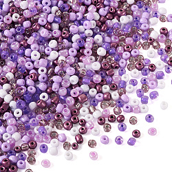 100G Opaque & Transparent Inside Colours 6/0 Glass Seed Beads, Round Hole, Round, Medium Purple, 4mm, Hole: 1.4~1.5mm(SEED-TA0001-12C)