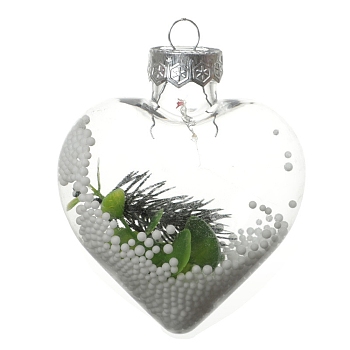 Transparent Plastic Fillable Ball Pendants Decorations, Christmas Tree Hanging Ornament, Heart, 110x88x57mm