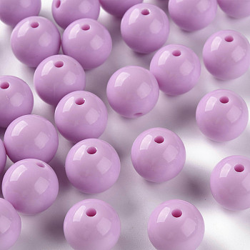 Opaque Acrylic Beads, Round, Violet, 16x15mm, Hole: 2.8mm, about 220pcs/500g