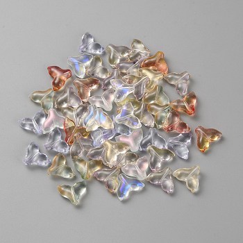 Transparent Glass Beads, Whale Tail Shape, Mixed Color, 12.5x16x6mm, Hole: 1.2mm