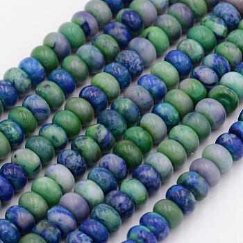 Natural Imperial Jasper Beads Strands, Dyed, Rondelle, Cyan, 6~6.5x4~4.5mm, Hole: 1mm, about 102pcs/strand, 15.7 inch(40cm)