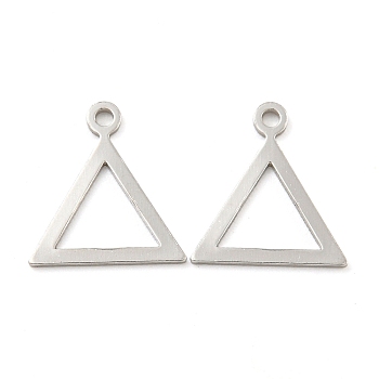 925 Sterling Silver Hollow Triangle Charms, Real Platinum Plated, 11x10x0.5mm, Hole: 1mm