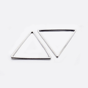 Brass Linking Rings, Plated, Triangle, Silver Color Plated, 17.5x20x0.8mm, Inner Diameter: 15.5x17.5mm