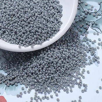 MIYUKI Round Rocailles Beads, Japanese Seed Beads, 11/0, (RR489) Opaque Light Smoke Ceylon AB, 2x1.3mm, Hole: 0.8mm, about 1111pcs/10g