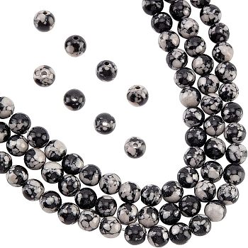 Synthetic Snowflake Obsidian Beads Strands, Round, 6mm, Hole: 1.2mm, about 64pcs/strand, 14.96''(38cm), 3 strands/box