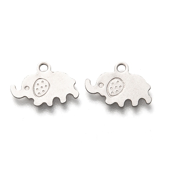 201 Stainless Steel Charms, Laser Cut, Elephant, Stainless Steel Color, 9x13x0.5mm, Hole: 1.4mm