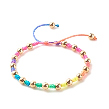 Synthetic Hematite Beaded Bracelet, Adjustable Braided Bracelet for Women, Colorful, Inner Diameter: 2-3/4 inch(7cm)