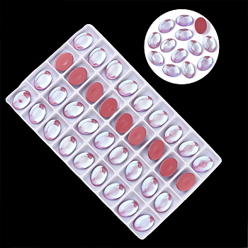 Transparent K9 Glass Cabochons, Flat Back, Oval, Indian Red, 14x10x4.5mm, about 36pcs/bag