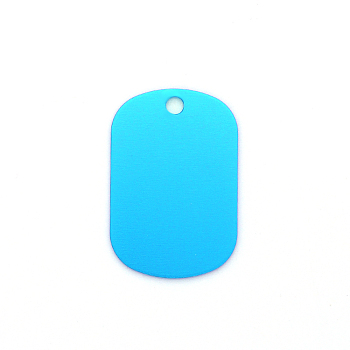 Colored Aluminum Pendants, Laser Cut, Double Sided Dog Pet Name Phone Number ID Tag Charm, Oval, Dodger Blue, 50x29x1mm, Hole: 3mm