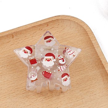 Christmas Theme PVC Claw Hair Clips, Santa Claus, 60x49x60mm