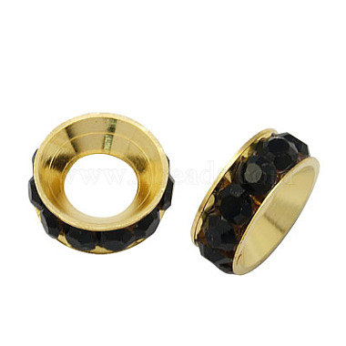 Rondelle Brass+Rhinestone Spacer Beads