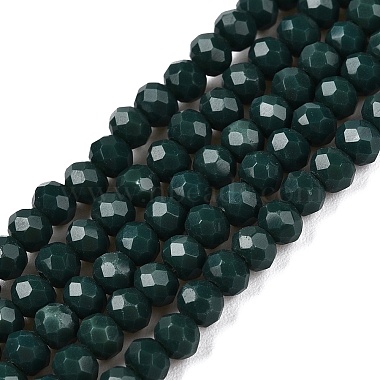 Dark Green Rondelle Glass Beads