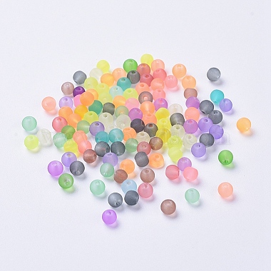 Transparent Frosted Glass Beads(FGLA-R001-4mm-M)-3
